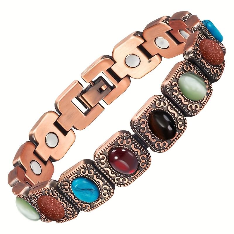 Women's Colorful Stone Magnetic Bracelet with Adjustable Size Design, Fashionable and Personalized Bracelet, Versatile Jewelry Accessories