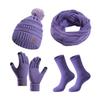 4 Pcs/Set Women Winter Hat Scarf Gloves Socks Set Thick Plush Knitted Warm Cap Gloves Elastic Ear Windpr