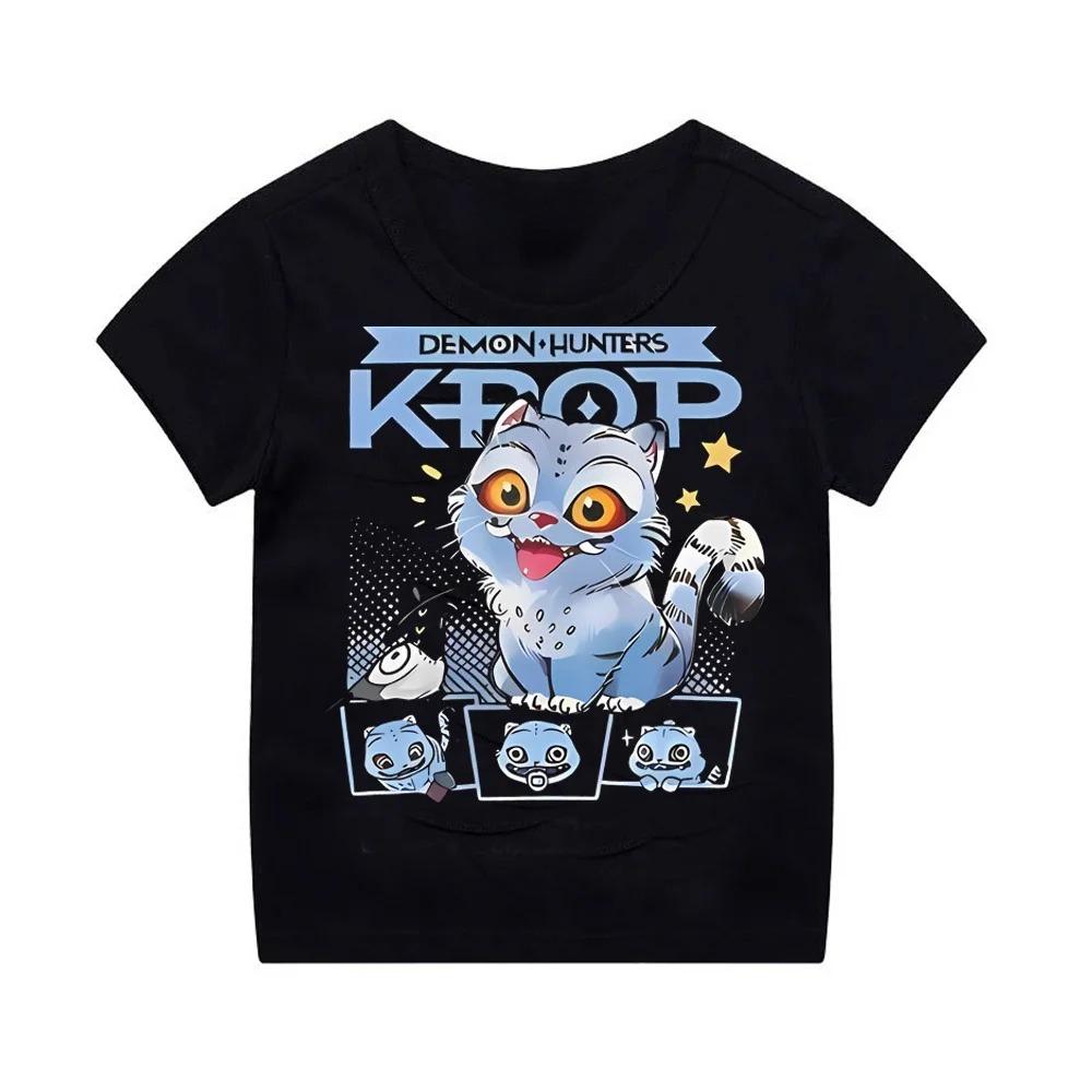 Kpop Demon Hunters Children's Clothing Short Sleeve T-shirt Cute Kpop Demon Hunters Tiger Harajuku Tshirt for Boys Girls