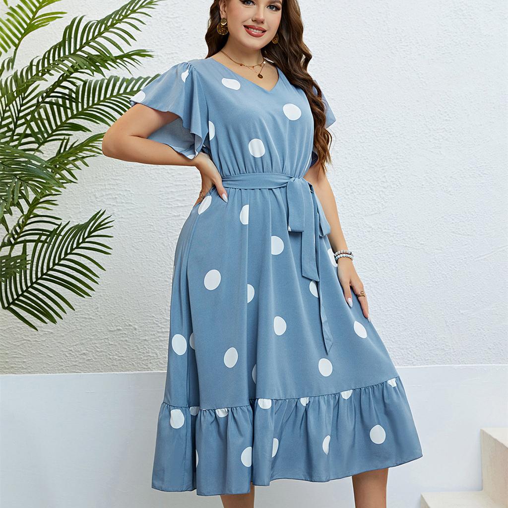 HNXC Женская мода лето весна с коротким рукавом V-образным вырезом с высокой талией повседневные платья