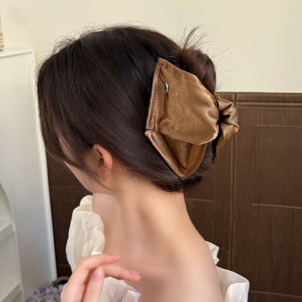 Satin Cloth Shark Clamp Simple Shell Hair Accessories Fashion Ponytail Hair Clip  Back of Head