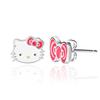 Серьги-гвоздики Hello Kitty Sanrio с серебряным покрытием и кристаллами для официально лицензированных Hello Kitty, стерлинговые, без драгоценных камней Серьги, Женщины, Ювелирные изделия. , серебро,