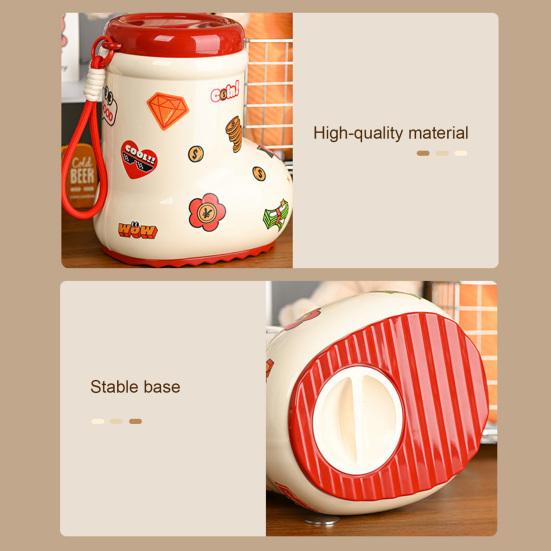 Мультяшная копилка-ботинок с наклейками DIY, контейнер для монет и наличных, для малышей, мальчиков, девочек, копилка для сбережений, домашний офис, настольное украшение