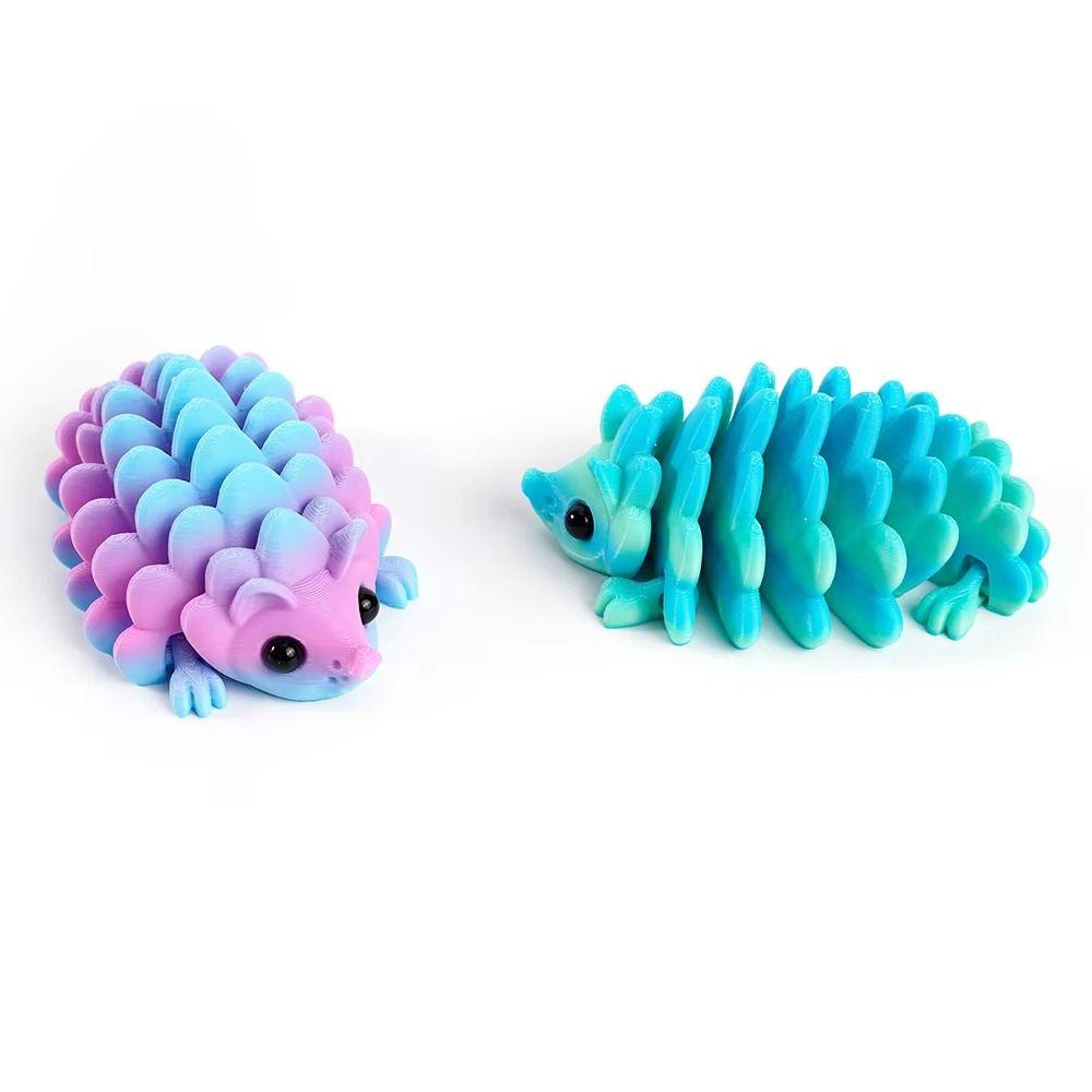 2Pcs Pinecone Colorful Hedgehog Figurine 3D Printed Animal Ornament  Desk Decor