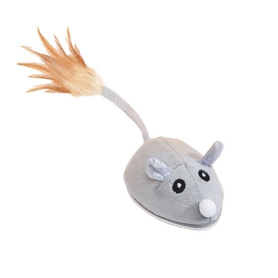 Электрическая мышь, игрушка для кошек, USB-перезаряжаемая интерактивная игрушка для котят с перьевым хвостом, автоматическая движущаяся плюшевая игрушка