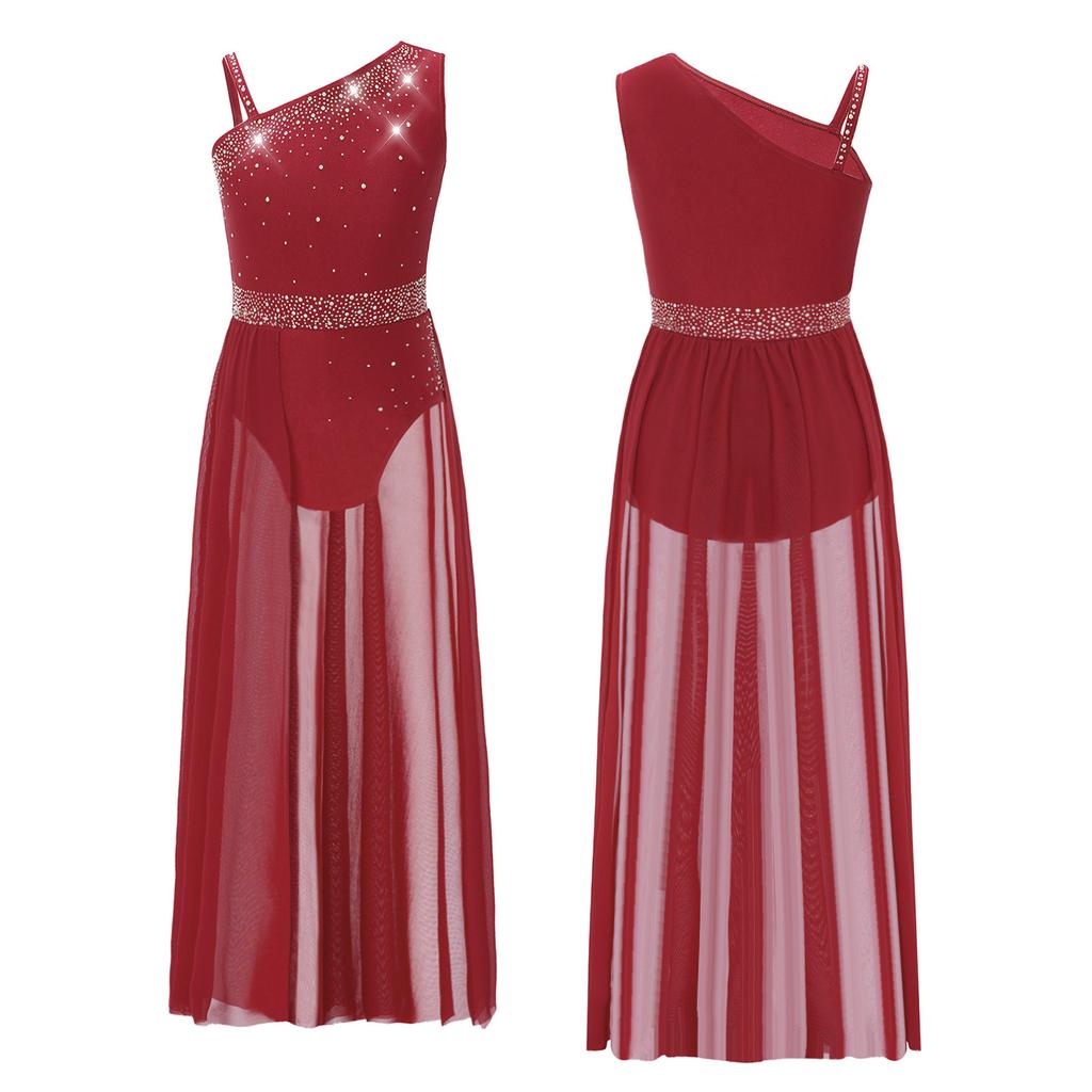 Девочки балет без рукавов лирический бальный современный танец представление шифоновый сращивание танцевальная одежда художественная гимнастика костюм