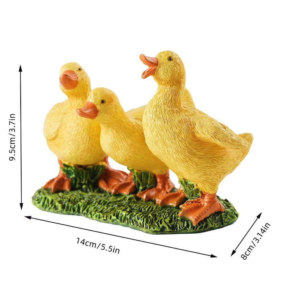 Cartoon Ducks Sculpture Decorative Animal Miniatures Figurine Three Ducks Statue Garden
