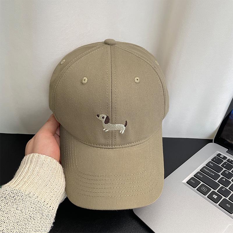 Dachshund Embroidered Baseball Cap Men's Versatile Deep Top Wide Brim Face Small Peaked Cap Couple Versatile Sun Hat