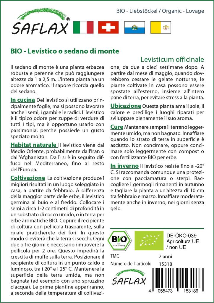 SAFLAX Garden in the Bag - Органический - Любисток - 100 семян - С субстратом в удобном стоячем пакете - Levisticum officinale
