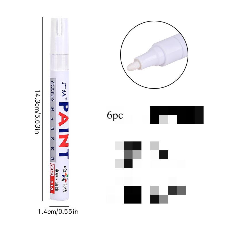 6 шт. цветные маркеры на основе перманентной краски, водонепроницаемые белые маркеры для протектора шин, резины, ткани, краски для металла, 12 цветов, маркеры для краски