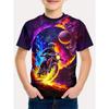 Funny Motorcycle Rider Print Kids Short Sleeves T-Shirt Loose Casual Summer Outdoor Street Boy and Girl Tees Tops