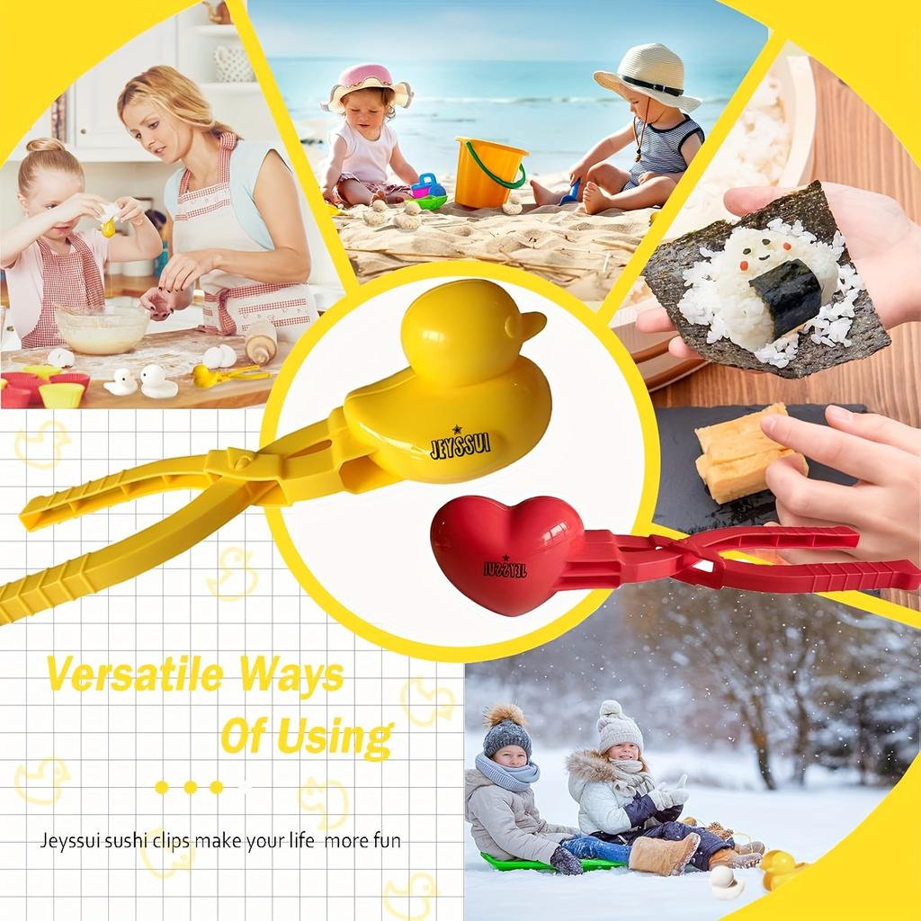 Форма для риса в виде утки - 2 набора форм для суши в виде утки своими руками с зажимами в виде животных для риса, картофельного пюре, снега и многого другого - в комплекте полиэтиленовые перчатки