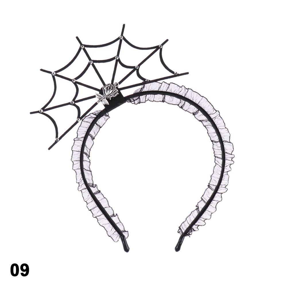 Головной убор для вечеринки Повязка на голову на Хэллоуин Маска-паук Повязка на голову Рог дьявола Обруч для волос Кружевная вуаль Верхушка