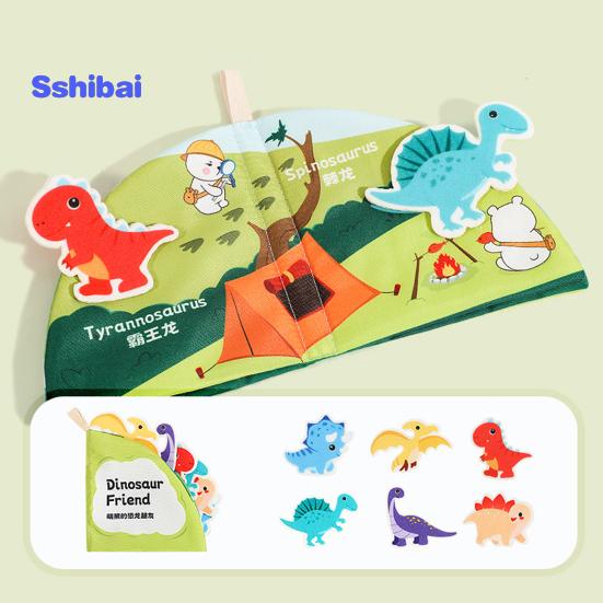 Baby Cloth Book Vegetable Fruit Animal Dinosaur Family Member, Tear-resistant Washable Early Education, Infant Boy Girl Crinkle Sensory Book