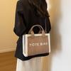 Large Capacity Lamb Wool Tote Bag Female Alphabet Handbag Winter Commuter Shoulder Messenger Bag