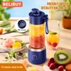 BELIBUY 450ML Electric Juicer Cup 2 Cups For Travel Portable Juicer Mixer Usb Charge Fresh Fruit Juice Personal Blender Smoothie