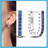 New S925 Silver Double Hoop Earrings Sparkling Pave Stud Earring Gift For Women Engagement Jewelry Anniversary