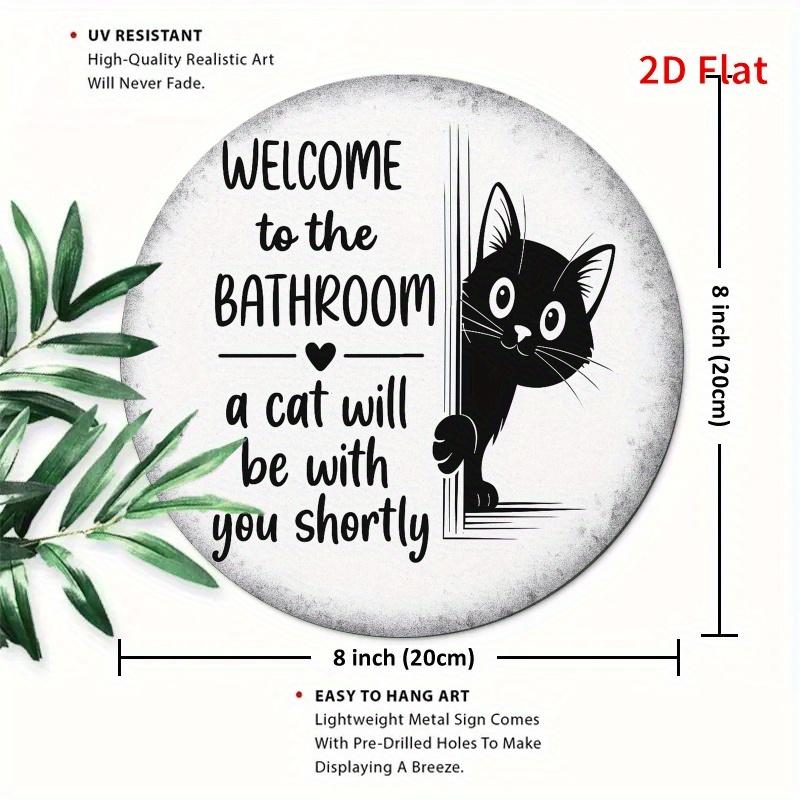 Cat Duo in Bathroom D Metal Plaque Art for Home Office Bedroom Cafe Garage Decor Perfect Holiday Gift