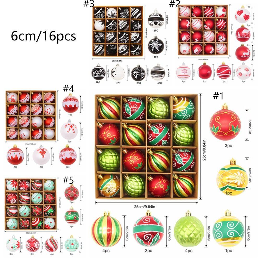 16pcs Plastic Painted Christmas Balls Set 6cm Christmas Tree Pendant  New Year Gifts