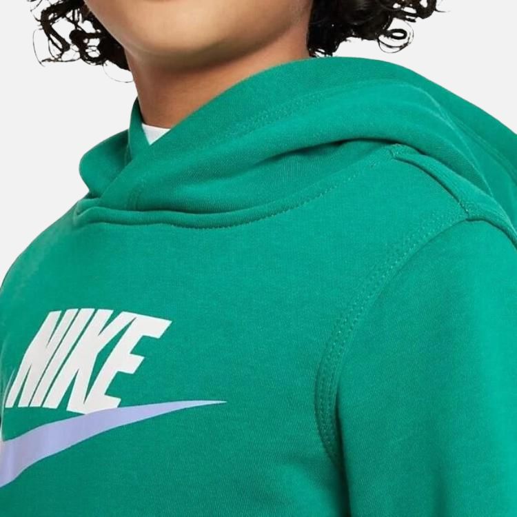 Nike Толстовка с капюшоном Sportswear Club из флиса с логотипом на кармане, детские толстовки с капюшоном, зеленая CJ7861-365