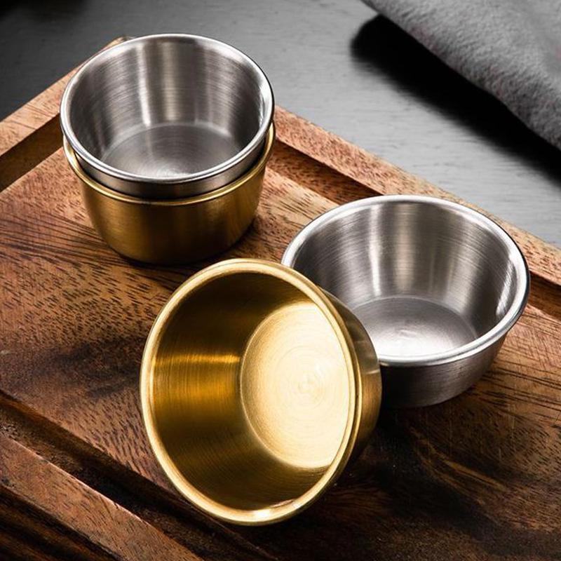 Небольшая тарелка для приправ из нержавеющей стали 304, кухонная чаша для соуса, миска для кетчупа, тарелки для закусок, суши, уксус, соевый соус, блюдце