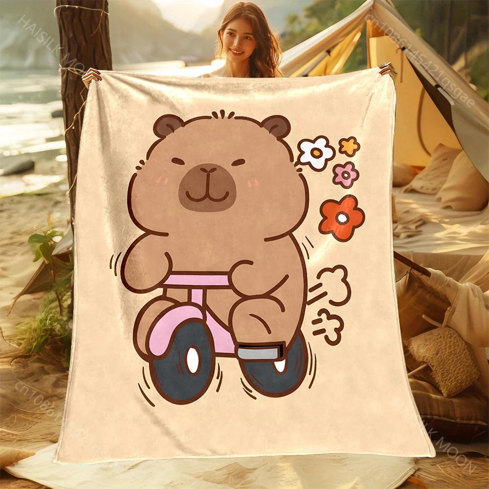 Capybara Cartoon Throw Blanket Soft Cozy for Home or Travel Perfect Gift for Adults Kids Various Sizes Available