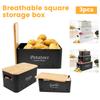 3Pcs Set Onion Garlic Potato Storage Box Carbon Steel Multipurpose Vegetable Keeper Containers with Vent Hole for Vegeatables