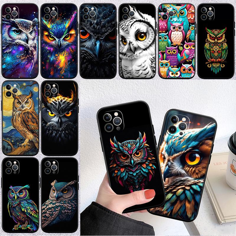 RP13 Cartoon Art Owl Phone Case for Samsung Galaxy S20 S21 S22 Ultra FE + Plus A21S A22 A24 A25 A26 A30 A30S A31