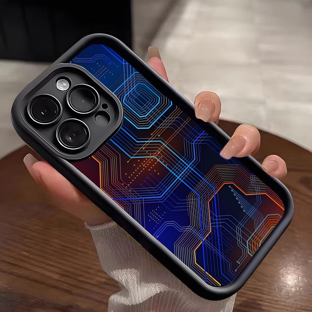 Креативный чехол для телефона с рисунком печатной платы Для iPhone 17 Pro Max 15 Pro 16 14 Plus 12 13 Mini 11 Pro Ударопрочный мягкий чехол