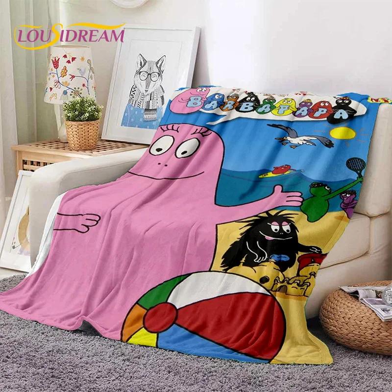 3D Cartoon Les Barbapapa Family Soft Blankets,Keep Warm Throw Blanket Comfortable Blanket for Picnic Beds Sofa Home Bedroom Kids