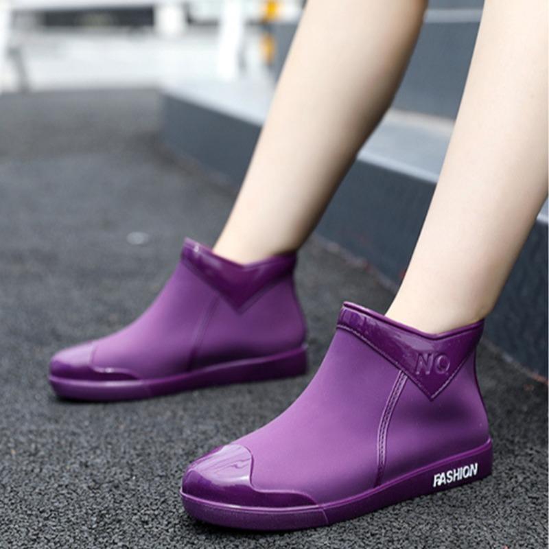 Модные женские трендовые теплые водонепроницаемые нескользящие резиновые сапоги