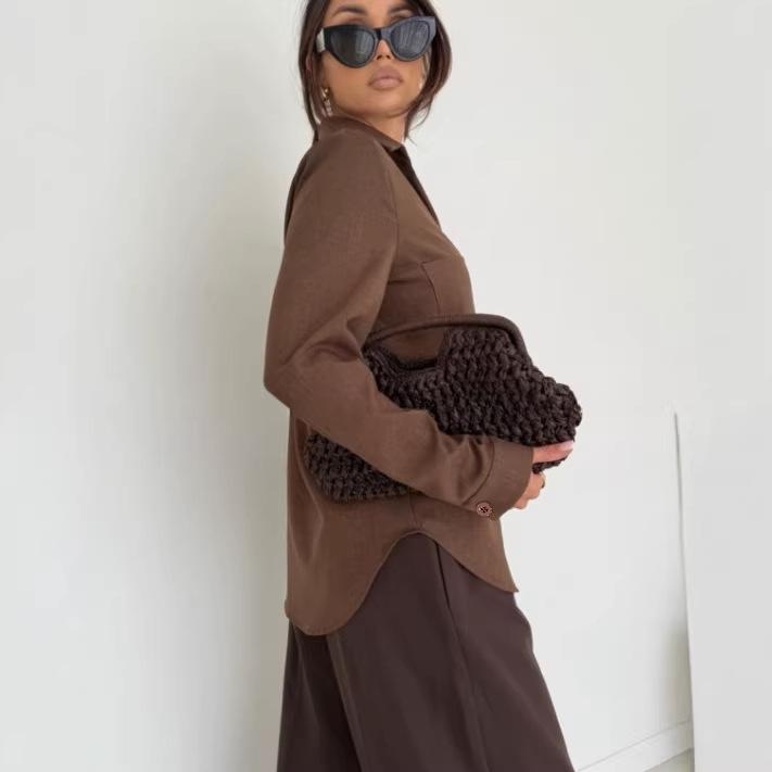 2025 Women's Comfy Autumn/Winter Inner Layering Shirt - Atmospheric Brown