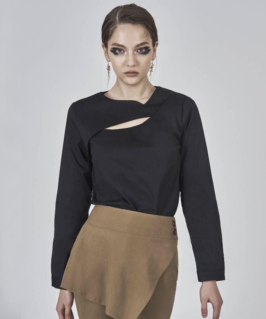 HYEYEONG KIM Cutout Blouse-Black