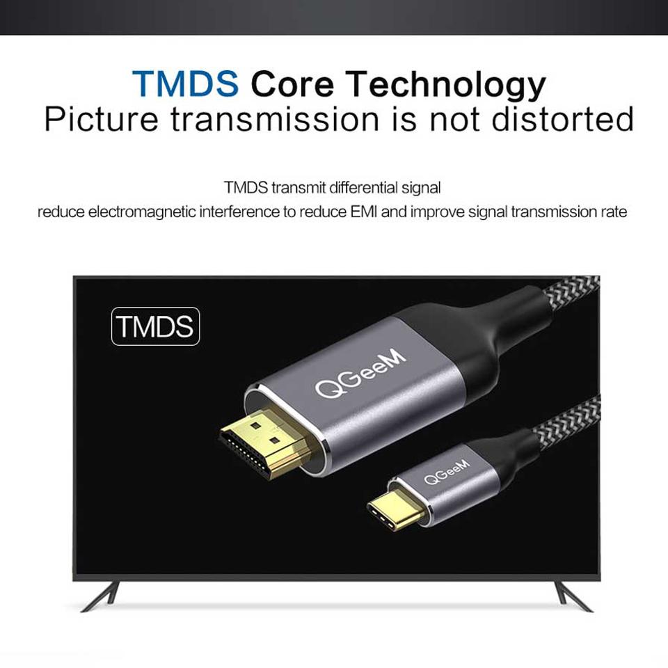 QGeeM Кабель USB C — HDMI, преобразователь HDMI Thunderbolt3 4K типа C для MacBook Huawei Mate 30, адаптер USB-C HDMI, адаптер USB типа C — HDMI