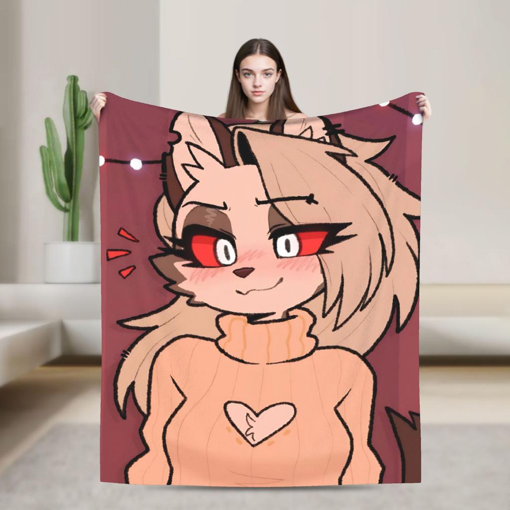 Warm Blanket Boy Girl Travel Helluva Boss Loona Throw Blanket Flannel Bedspread For Outdoor Print Sofa Bed Cover