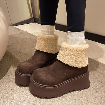 Зимние массивные туфли на платформе женские зимние ботинки сохраняют тепло увеличение роста теплые мультяшные короткие ботильоны обувь zapatos mujer