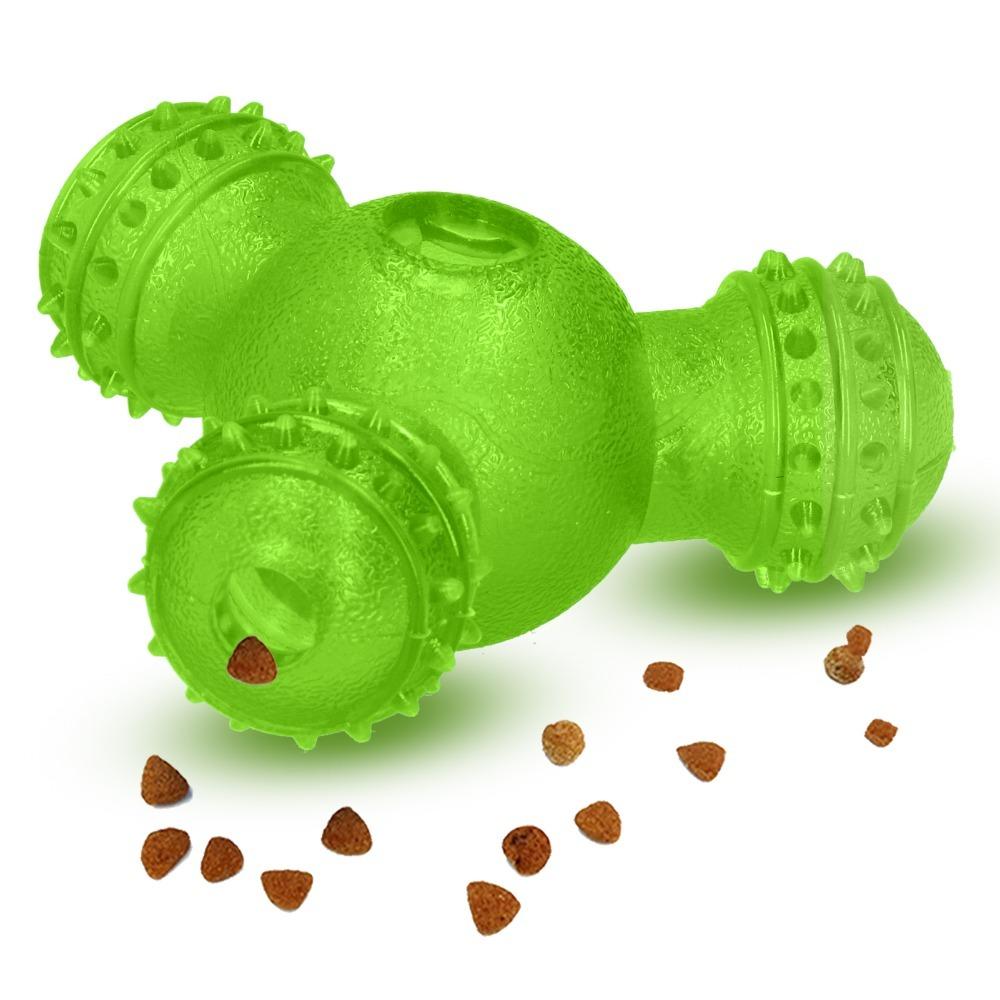 Assorted Colors Dog Food Toy 3-Hole Round Dog Puzzle Toy Teeth Care Chew Toy Daily Feeding