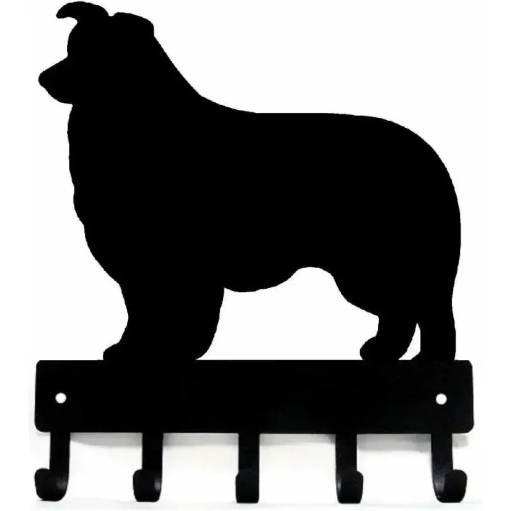 1pc Wall Hook Border Collie Dog Iron Metal Key Hooks & Keychain Holder-Small 6 Inch Wide Hanger In The Hallway Decoration