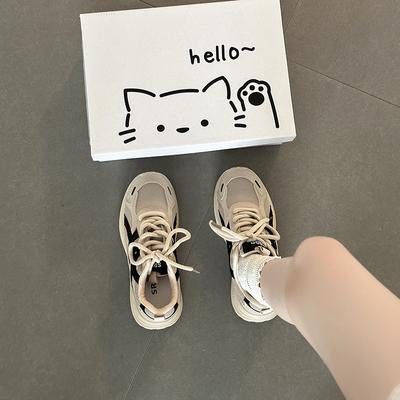 Ретро сетчатые туфли на толстой подошве, женские летние модные спортивные кроссовки на шнуровке с неглубоким вырезом