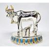Kamdhenu Cow with Calf 999 Silver Plated Plain | Large Size Vastu & Feng Shui Figurine | Divine Gaumata for Home & Office