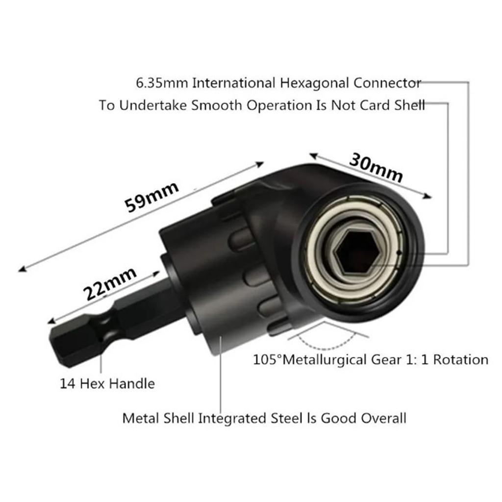4Pcs Drill Adapter 105° Angled Bit 1/2in 3/8in 1/4in 360° Socket Adapters for Nut Screw