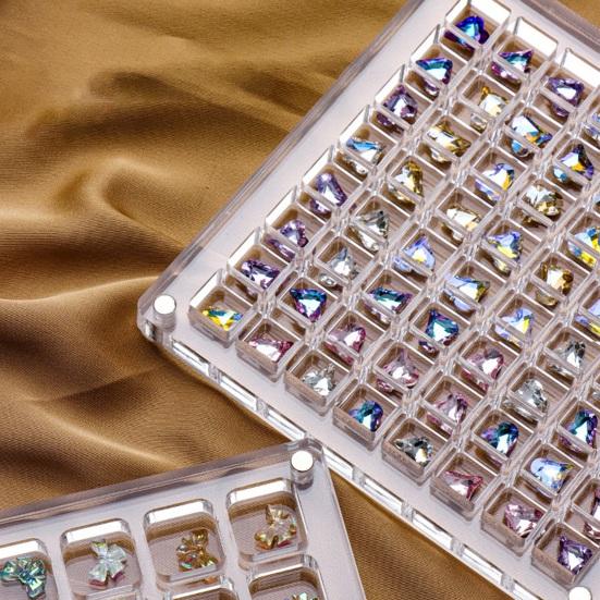 Акриловый органайзер для ногтей со стразами, сетка для хранения, легкий доступ, прозрачная коробка, инструмент, экологически чистые стразы для ногтей