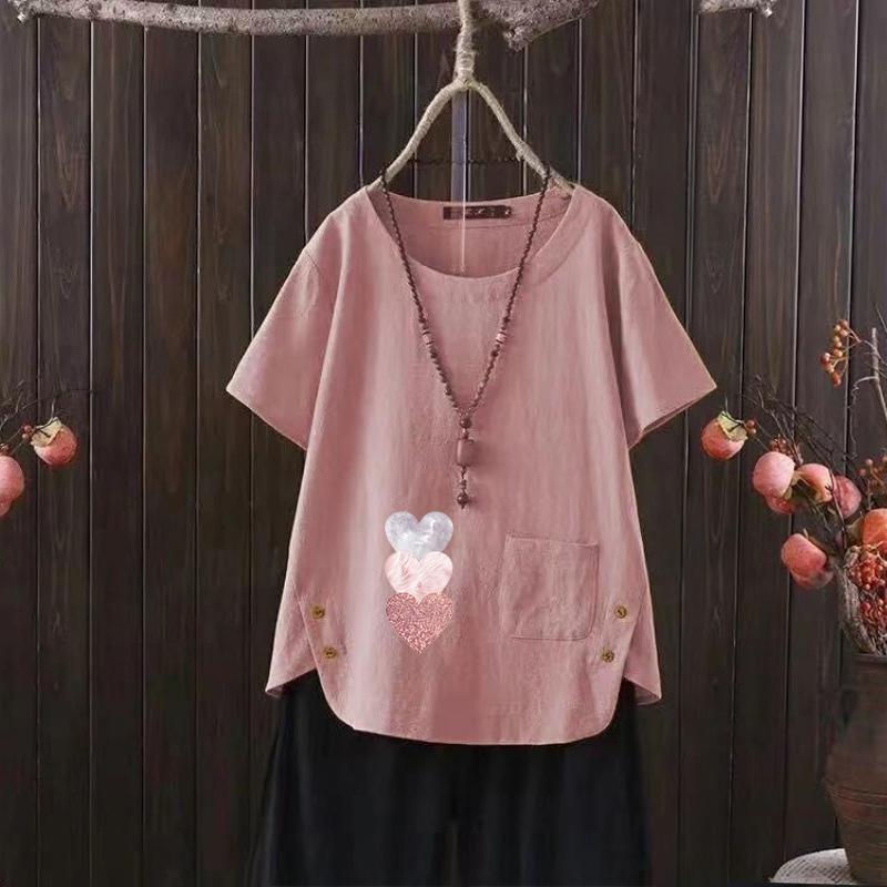 Рубашка из льна в стиле гранж, женская летняя футболка с графическим принтом, состаренный винтажный принт, короткий рукав, S-4XL