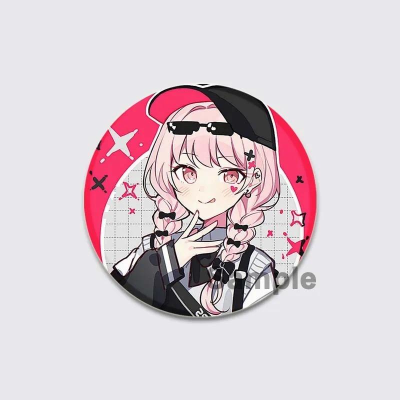 32/44/58mm Anime Mizuki Akiyama Badges Project SEKAI Brooch Round Brooches Jewelry Creative Art Pins for Backpack Decor Gift Accessory