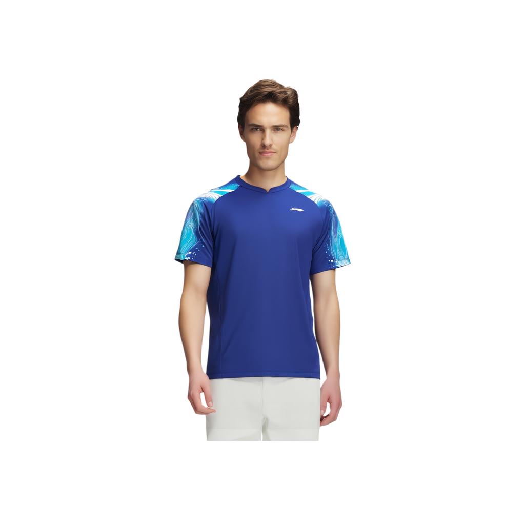 Li-Ning Удобная дышащая футболка с коротким рукавом для мужчин, цвет Dreamy-Blue AAYV069-2