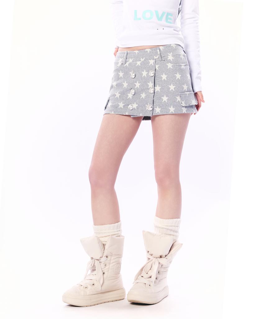 Setup Exe Star Double Button Skirt Pants / Gray