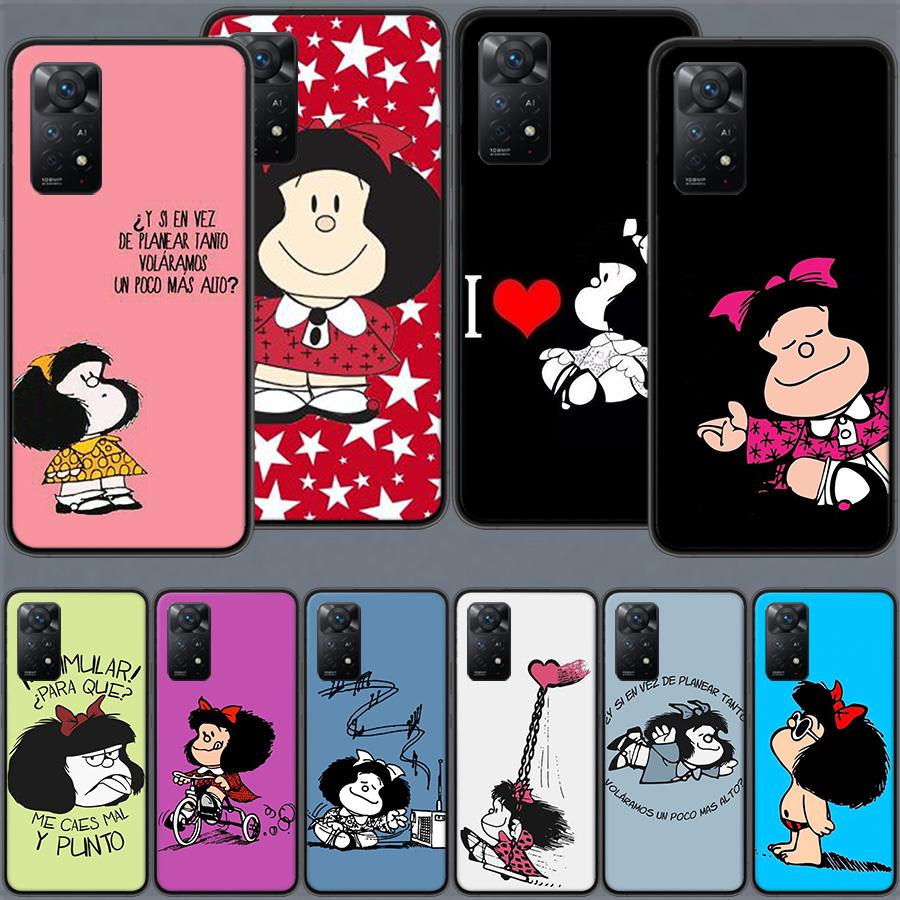 Mafalda Cartoon Phone Case For Redmi 13C 14C Note 14 13 Pro Plus 5G Clear Capa 12 12C 10A 10C 10 9A 9C 9T 9 8 Pro Cover TPU Shel