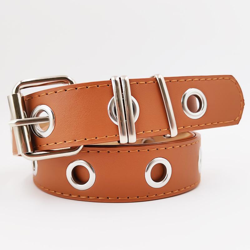 Модный женский ремень с кольцом-декорацией, с прорезями по всему телу, панк-ремень без проколов