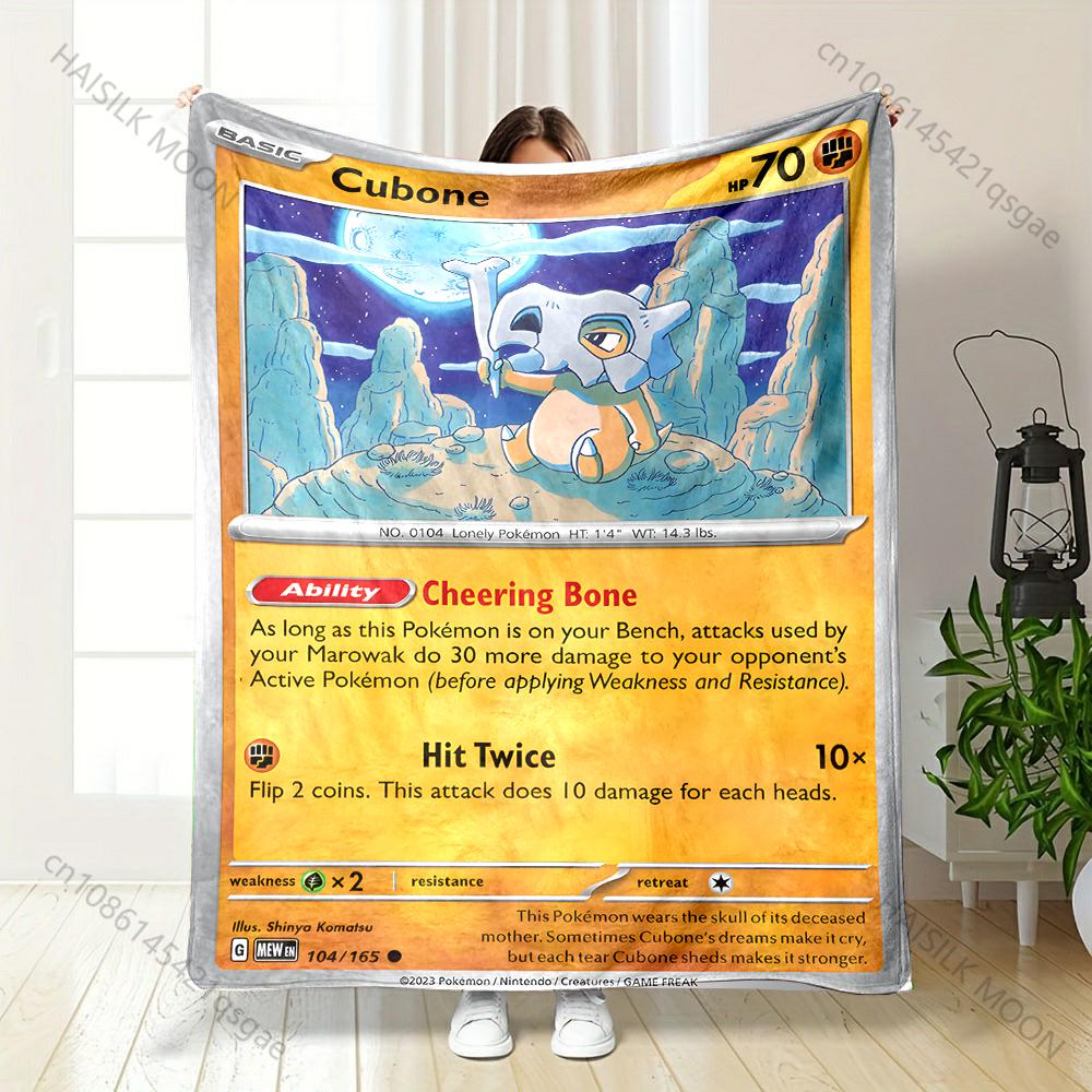 Multiple Sizes Pokemon Cubone Printed Blanket Flannel Fluffy Soft Blanket for Adult Kids Plush Sofa Bed Car Camping Luxury Gifts