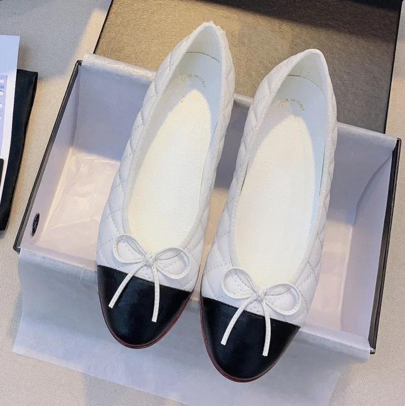 Весна 2024 года, новые женские балетки с круглым носком и бантом на плоской подошве, с закрытым носком